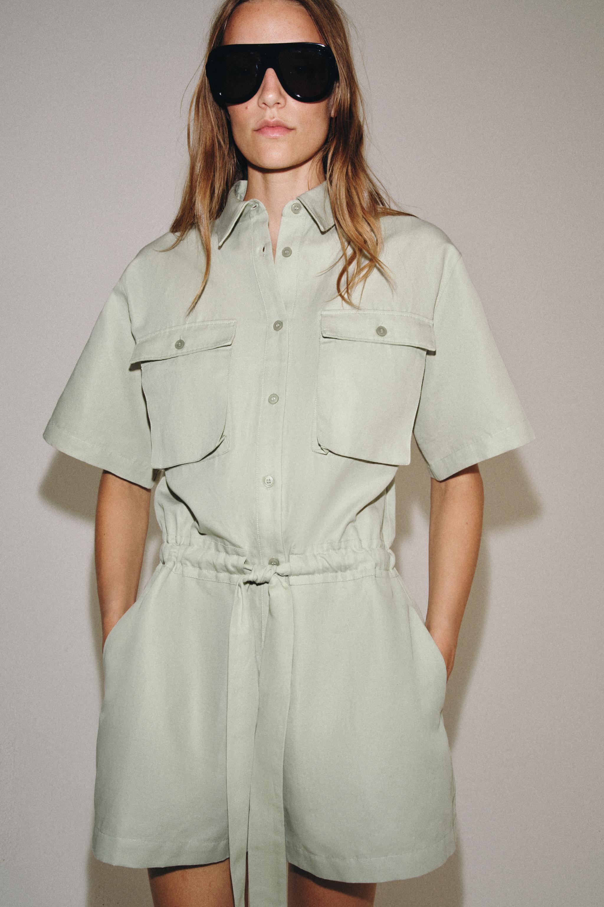 ZW COLLECTION BELTED SHIRT JUMPSUIT